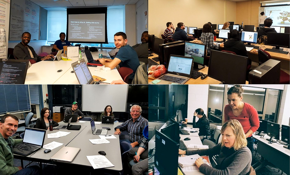 collage of students learning in different environments