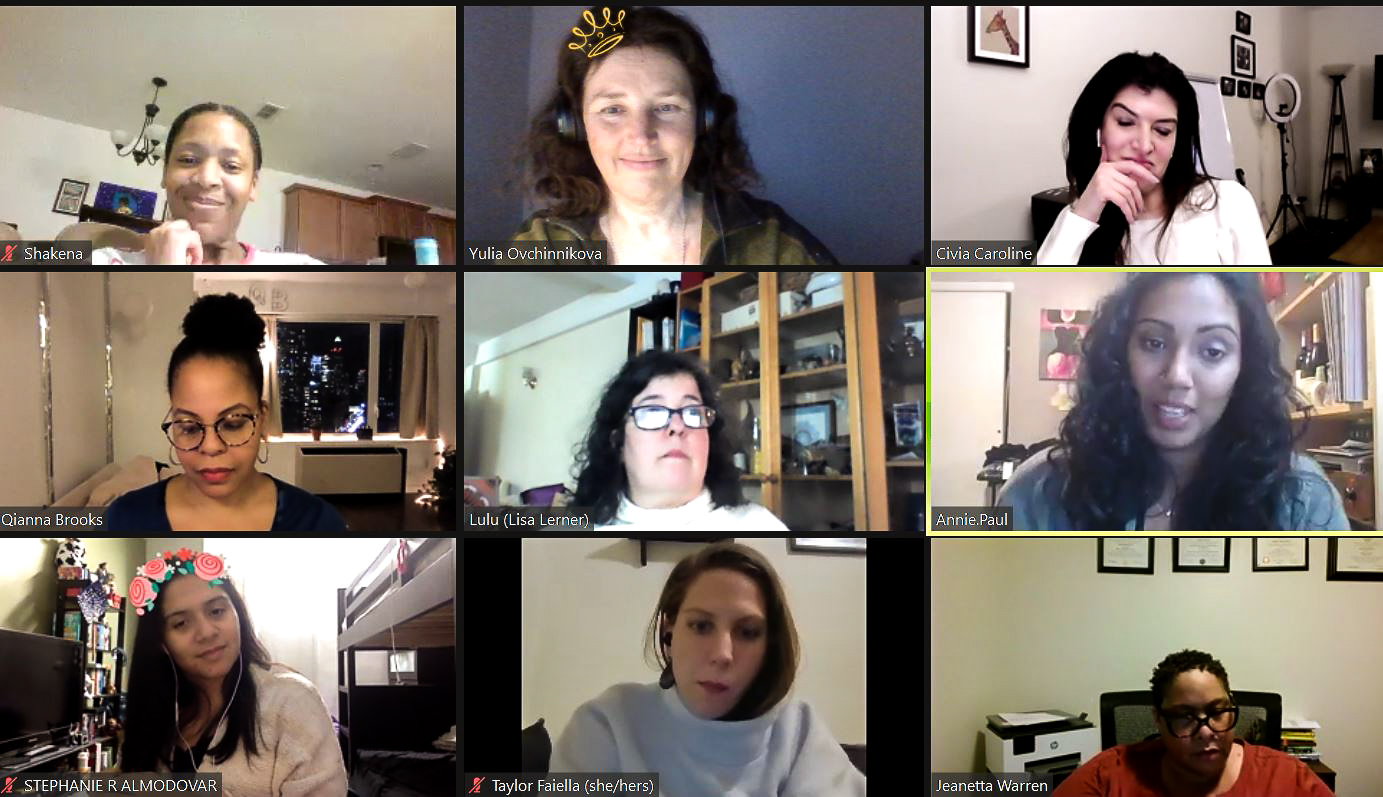 female students interacting on Zoom